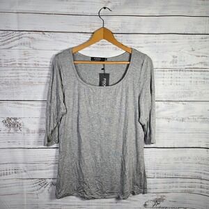 FISOUL Gray Scoop Neck 3/4 Sleeve Basic Tee Top‎ Size 2XL NWT